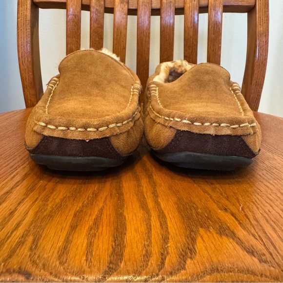 New Without Tag Lamo Slippers Genuine Leather Sheepskin Tan Dark Brown - Picture 3 of 7